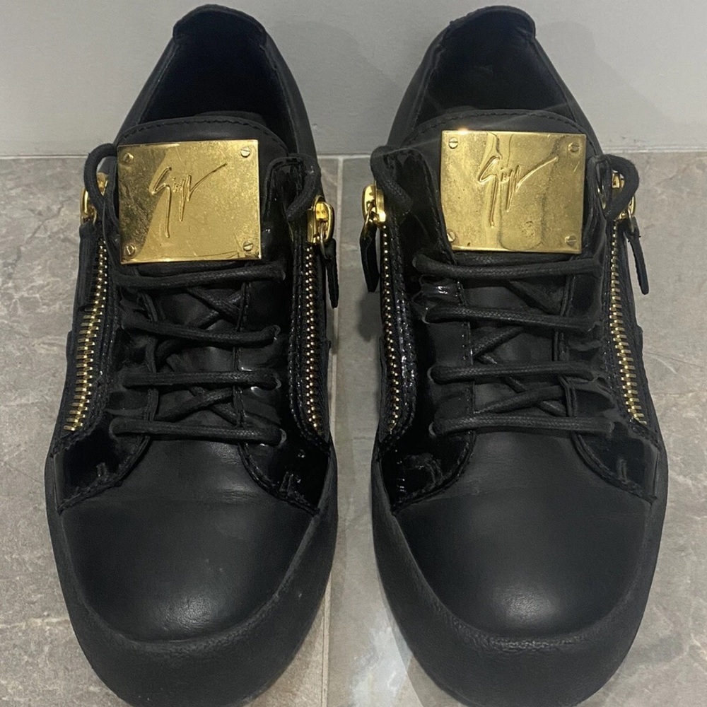 Giuseppe Zanotti Black and Gold Sneakers